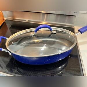 Rachael Ray Hard Anodized Nonstick 5 qt Cookware Oval Saute Pan, Blue
